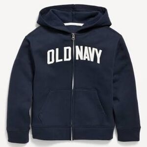 Old Navy Kids Dark Black Zip-Up Hoodie, Sz L